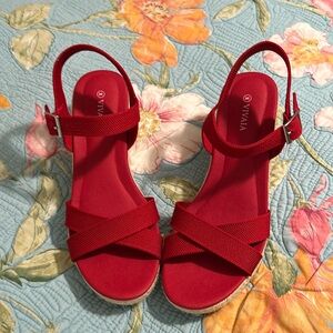 NWOT Vivaia red slim back wedge, European 40
